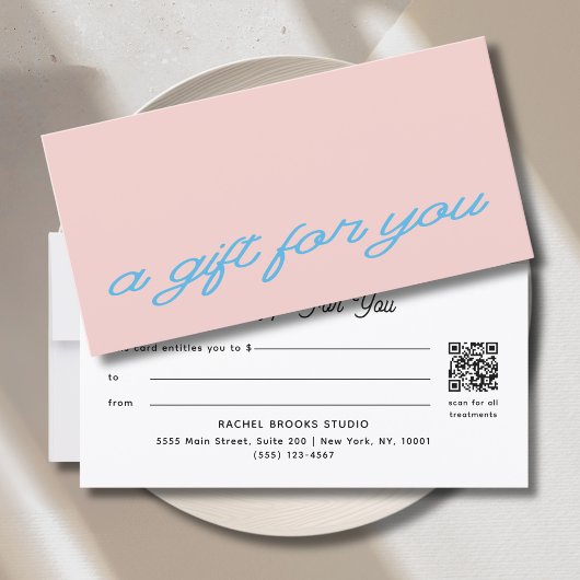 Modern Script Blush Roze QR Code Cadeaubon