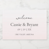Modern Script Blush Roze Romantisch Bruiloft Welko Sparkling Wijnetiket (Enkel label)