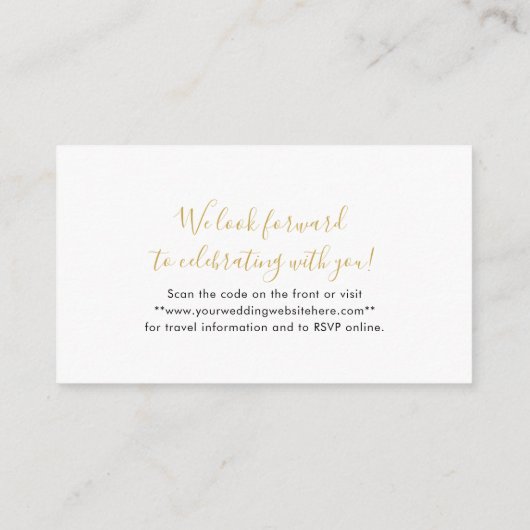 Modern script boarding Pass Ticket Mini QR RSVP Informatiekaartje (Achterkant)