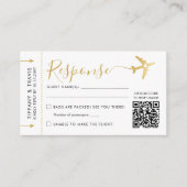 Modern script boarding Pass Ticket Mini QR RSVP Informatiekaartje (Voorkant)
