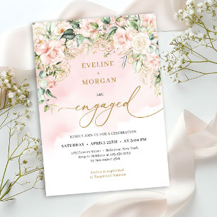 Modern script boho blush rozen salie en goud kaart