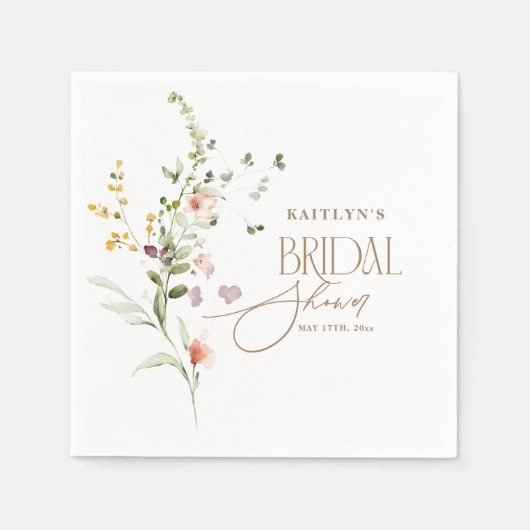 Modern Script Boho Flower Garden Bridal Shower Servet (Voorkant)