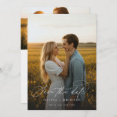 Modern Script Boho Trouwfoto Save The Date (Voorkant / Achterkant)