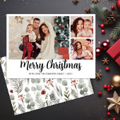 Modern Script Botanical 3 Fotocollage Kerstmis Feestdagenkaart