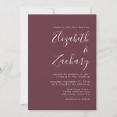 Modern Script Bourgogne QR Code Wedding Kaart (Voorkant)