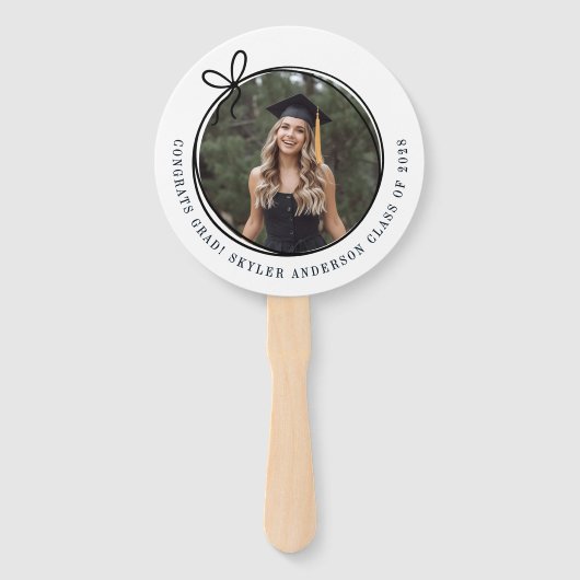 Modern Script Bow Senior Photo Graduation  Handwaaier (Voorkant)
