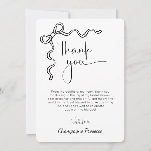Modern Script Bow Vrijgezellenfeest bedankkaart Kaart (Voorkant)