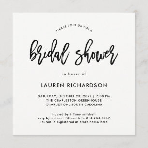 Modern script   Bridal Shower-uitnodiging Kaart