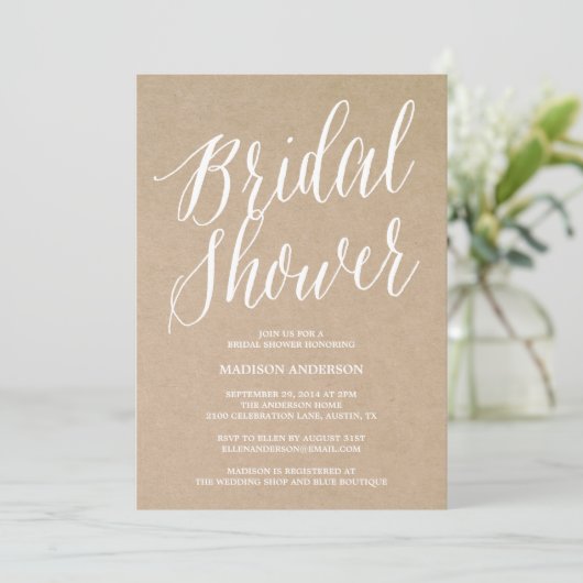 Modern script | Bridal Shower-uitnodiging Kaart (Staand voorkant)