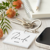 Modern Script Bride Future Mrs Name Sleutelhanger (Voorkant Rechts)