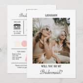 Modern Script Bridesmaid Proposal Photo Card Kaart (Voorkant / Achterkant)