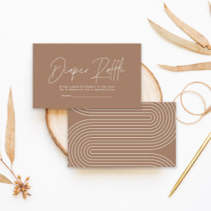 modern script brown baby shower diaper raffinage notitiekaartje