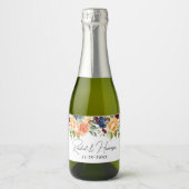 Modern Script bruid en bruidegom bruiloft monogram Sparkling Wijnetiket (Voorkant)
