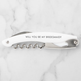 Modern Script Bruidsmeisje Voorstel Cadeau Bridesq Kurkentrekker