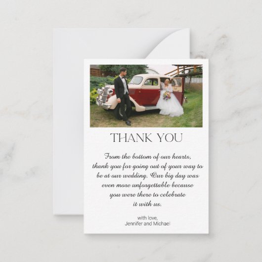 Modern script bruiloft 4 foto's collage dank u notitiekaartje (Achterkant)