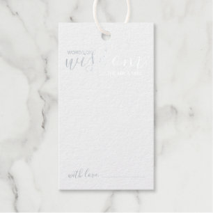 Modern Script Bruiloft Advies en Wensen Zilver Cadeaulabels