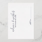 Modern Script Bruiloft Advies en Wensen Zilver Folie Uitnodiging (Voorkant)