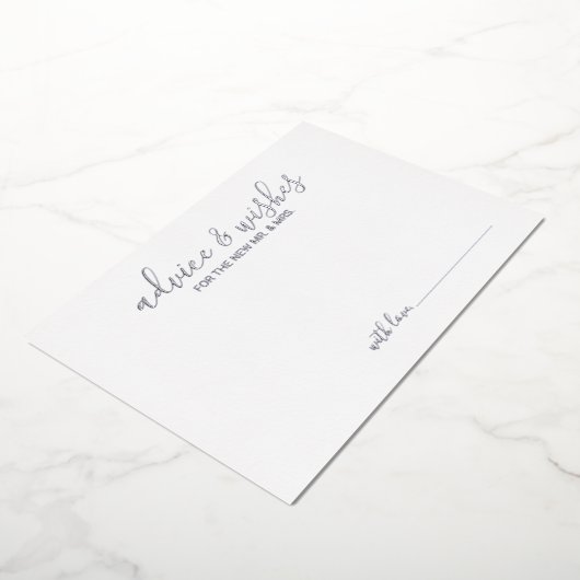 Modern Script Bruiloft Advies en Wensen Zilver Folie Uitnodiging (Gedraaid)