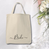modern script bruiloft bruid tote bag