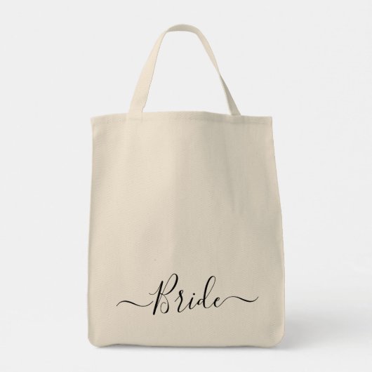 modern script bruiloft bruid tote bag (Achterkant)