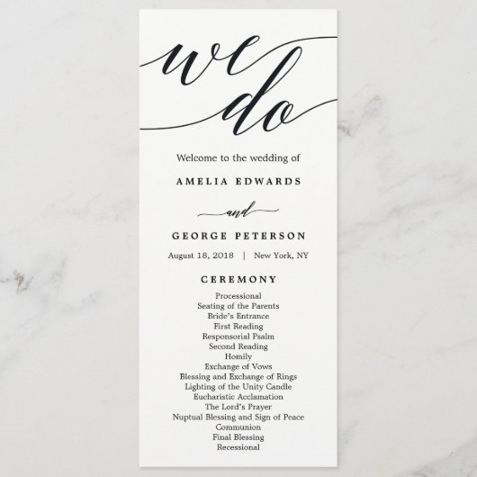 Modern script bruiloft ceremonie programma (Voorkant)