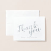 Modern script bruiloft dank u zilver folie kaarten (Voorkant met envelop)