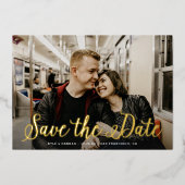 Modern Script bruiloft Folie Save the Date Kaart (Voorkant)