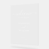 Modern Script Bruiloft Party Welkom Wit Acryl Bord (Hoek)