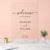 Modern Script Bruiloft Party Welkom Zwart Acryl Bord (Huwelijk)