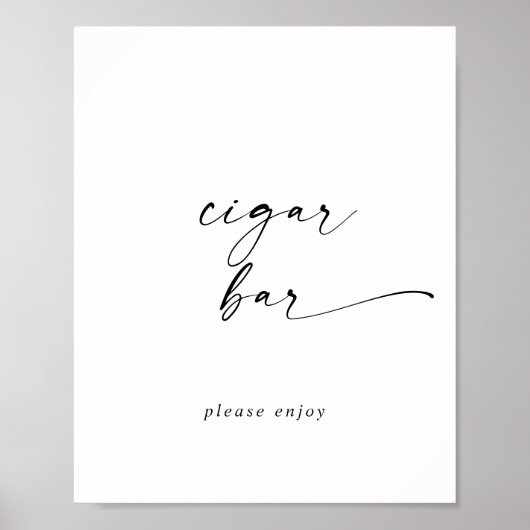 Modern Script Bruiloft Sigaar Bar Poster (Voorkant)