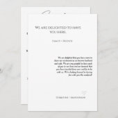 Modern script bruiloft verwelkomt & reisweekend kaart (Voorkant / Achterkant)