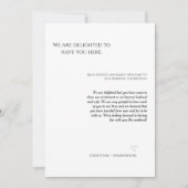 Modern script bruiloft verwelkomt & reisweekend kaart (Voorkant)