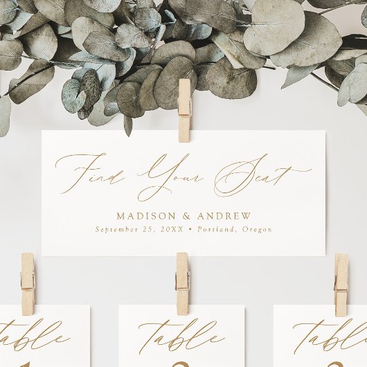 Modern Script Bruiloft Vind uw Seat Header Kaart