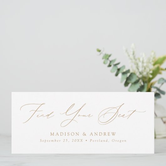 Modern Script Bruiloft Vind uw Seat Header Kaart (Staand voorkant)
