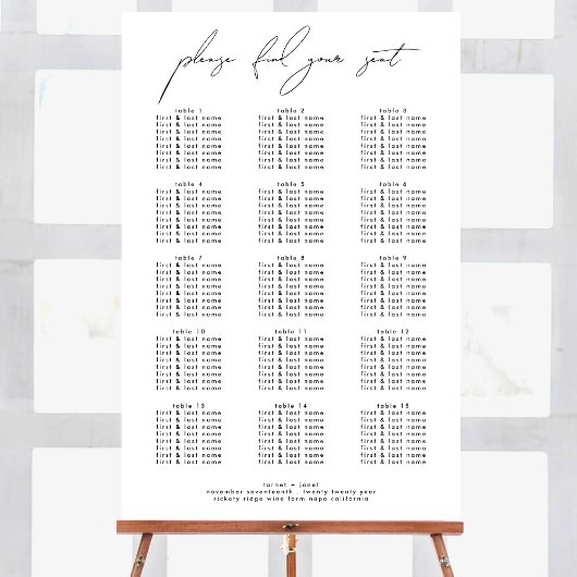 Modern Script Bruiloft Welkom Aangepaste Tafel Zit Poster