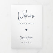 Modern script bruiloft Welkomstbrief & reisroute Drieluik Programma (Cover)