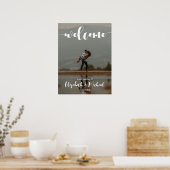 Modern Script bruiloft welkomstfoto Poster (Keuken)