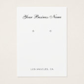 Modern Script Business Name Earring Holder Cards (Devant)
