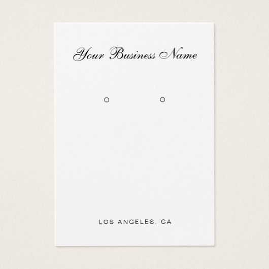 Modern Script Business Name Earring Holder Cards (Devant)