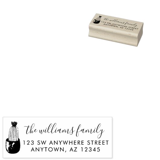 Modern Script Cactus Planter Retouradres Rubberstempel (Gestempeld)