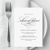 Modern Script Calligraphy Rehearsal Dinner Kaart