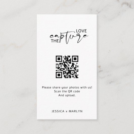 Modern Script Capture The Love QR-code Informatiekaartje (Voorkant)