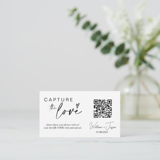 Modern Script Capture The Love QR-codekaart Informatiekaartje (Staand voorkant)