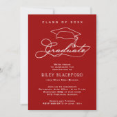 Modern Script Cardinaal Red Afstuderen Aankondiging (Voorkant)