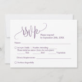 Modern Script Cassis Wedding Meal Choice RSVP-kaar Kaart (Achterkant)