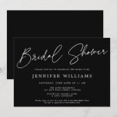 Modern Script Chic Zwart + Wit Vrijgezellenfeest Kaart (Voorkant / Achterkant)