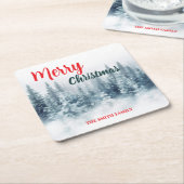 Modern Script Christmas Xmas winter pine tree fore Vierkante Kartonnen Onderzetter (Schuin)