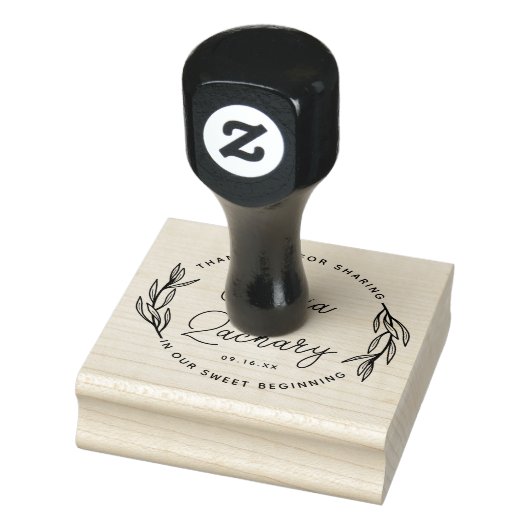 Modern Script Circular Wedding Dank u Rubberstempel (Stempel)