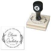 Modern Script Circular Wedding Dank u Rubberstempel (Gestempeld)