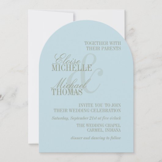Modern Script Citrus Blue Formal Arch Wedding Kaart (Voorkant)
